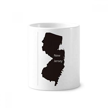 Imagem de New Jersey USA Mapa delineado Escova de dentes Caneca, Suporte de Cerâmica Suporte Lápis