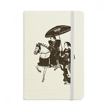 Imagem de Caderno feminino japonês com capa dura em tecido oficial e estampa de cavalo, diário clássico