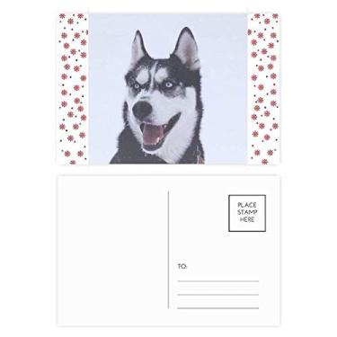 Imagem de Big Dog Snow Husky Imagem Natal Natal Flor Celebração Cartão Postal Blessing Mailing Card