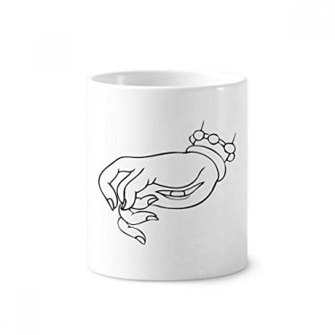 Imagem de Culture Hand Eye Line Desenho Padrão Escova de Dentes Suporte para Caneca, Suporte de Cerâmica