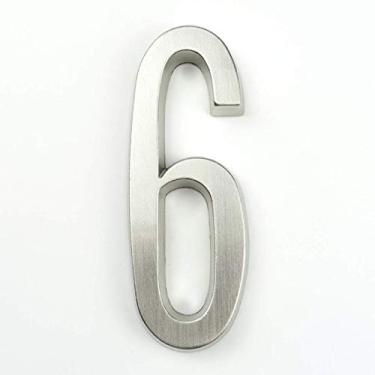 Imagem de Números e letras das casas Adesivo 4"101 mm de altura Número da casa Número da porta Dígitos do número da porta Liga de zinco Cetim Níquel Sinal de endereço da caixa de correio