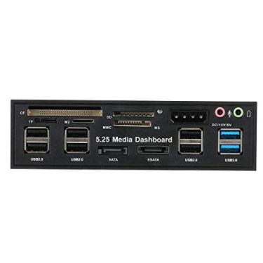 Imagem de Moochy Multi-Function USB 3.0 Hub eSATA SATA Port Leitor de cartão interno PC Dashboard Media Front Panel Audio para SD MS CF TF M2 MMC Cartões de memória compatíveis com 5.25"Bay