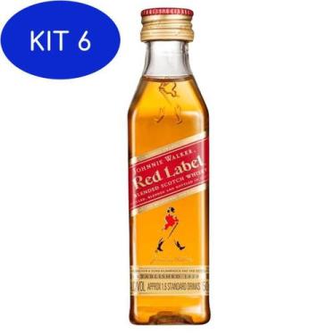Imagem de Kit 6 Mini Bebida Whisky Red Label Johnnie Walker 50ml