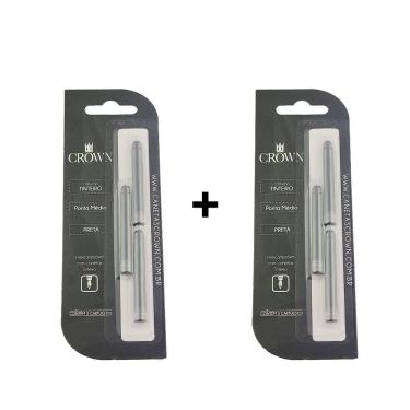 Imagem de Kit 2 Cargas Caneta Crown Tinteiro Com 3 Refil CA32005 Azul Preto