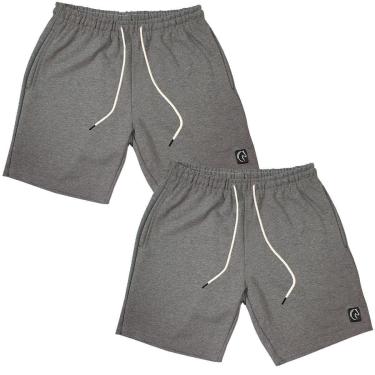 Imagem de Kit 2 Bermudas Masculina Moletom Macio Short Academia Elite-Masculino