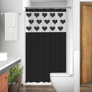Imagem de Cortina Para Box Banheiro Com Visor Coração Com Gancho Anti Mofo Resistente Alta Qualidade Pvc Diversas Cores