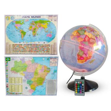 Imagem de Kit Globo Terrestre Profissional Studio 30cm +  Mapa do Brasil + Mapa Mundi Edição Atualizada Escolar Decorativo