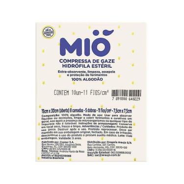 Imagem de Kit 12 Compressa de Gaze Mió Hidrófila Estéril 7,5cm x 7,5cm com 10 Unidades