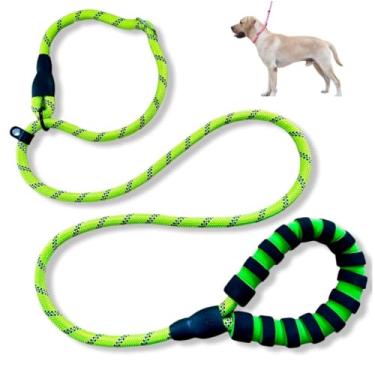 Imagem de Enforcador Corda Guia Unificada Cão Adestramento Pitbull com Trava (Verde)