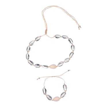 Imagem de 6 Peças gargantilha colares de praia para mulheres colar para pulseiras femininas um colar pulseira de concha colar feminino Feito à mão acessórios Senhorita