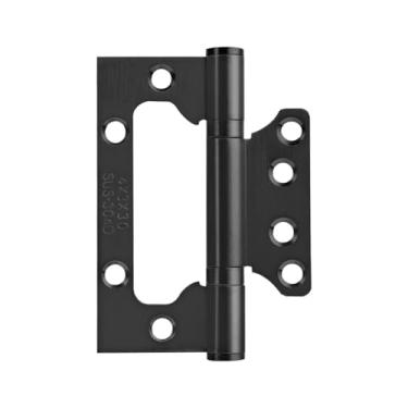 Imagem de Pacote com 6 dobradiças de porta sem encaixe – Fácil de instalar, dobradiças de porta de aço inoxidável de 10 cm × 7,6 cm – Movimento suave e resistente, preto