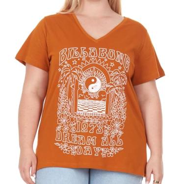 Imagem de Billabong Camisetas plus size para mulheres - Camisetas de verão com gola V para mulheres curvilíneas, Gengibre, 4X