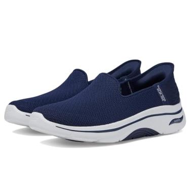 Imagem de Skechers Tênis feminino Go Walk Arch Fit 2.0 Delara Hands Free Slip ins, Azul-marinho/branco, 7.5 Wide