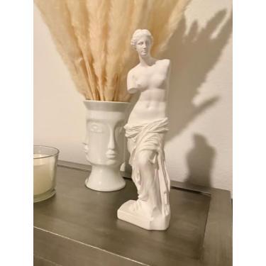 Imagem de PEYZCNOK Estátua de Vênus de Milo, clássica deusa da mitologia romana grega Afrodite, 29 x 8 x 5 cm, arte de resina branca para decoração de escritório doméstico