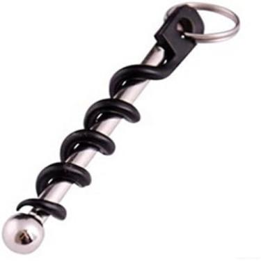 Imagem de Chaveiro abridor de garrafa 3 em 1 de liga de zinco multifuncional para uso ao ar livre portátil mini abridor de lata de cerveja de vinho saca-rolhas de madeira ferramentas de cozinha