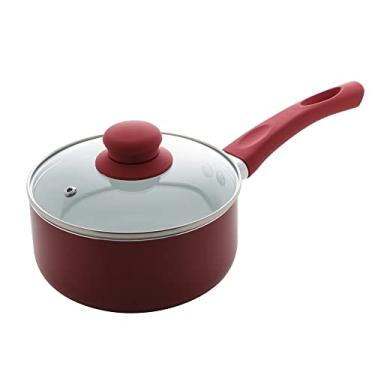 Imagem de PANELA DE ALUMÍNIO REVESTIDA EM CERÂMICA E CABO DE SILICONE C/TAMPA DE VIDRO VERMELHA 36,5x20cm