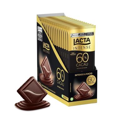 Imagem de Chocolate Lacta Intense Amargo 60% Cacau Original 85g - Caixa com 17 Unidades