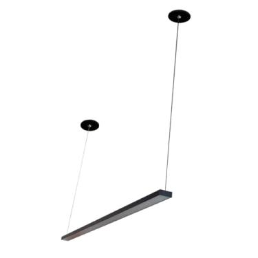 Imagem de Pendente Luminária de Teto Slim LED Moderno Preto 36W Led Integrado 90cm Bivolt 1,5m de Fio Luz Branco quente Decoração Iluminação Casa
