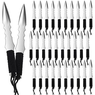 Imagem de Conjunto de 32 pontas de arremesso Kunai de aço inoxidável de 13,5 cm com alças pretas embrulhadas em cordão e kit esportivo com inscrição chinesa a granel para adultos, coleções, práticas