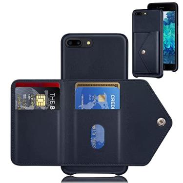 Imagem de XcaseBar Capa carteira para iPhone 7Plus/8 Plus 14.0 cm com suporte para cartão de crédito traseira couro PU capa protetora para apple 8Plus azul