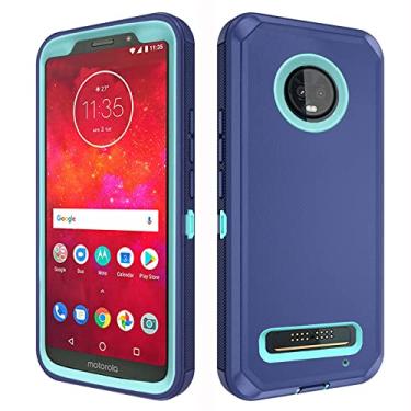 Imagem de Asuwish Capa de celular para Moto Z3 / Z3 Play, híbrida, resistente, à prova de choque, rígida, à prova de quedas, acessórios para celular Motorola MotoZ3 Z 3 3Z Z3play mulheres homens azul