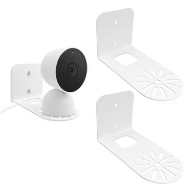 Imagem de Suporte de parede de metal adequado para câmera de segurança com fio Google Nest 2ª geração, prateleira de câmera de instalação flexível para melhor suporte de ângulo de visão no deck de parede,