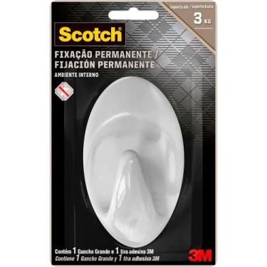 Imagem de Gancho Adesivo Grande 3M Scotch Fixação Permanente Suporta até 3 kg