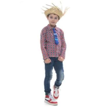 Imagem de Roupa Festa Junina Infantil Camisa Xadrez Gravata e Chapeu - Sulameric