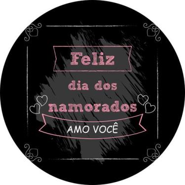 Imagem de Painel de Tecido Sublimado Redondo Feliz Dia dos Namorados Amo Você Ar