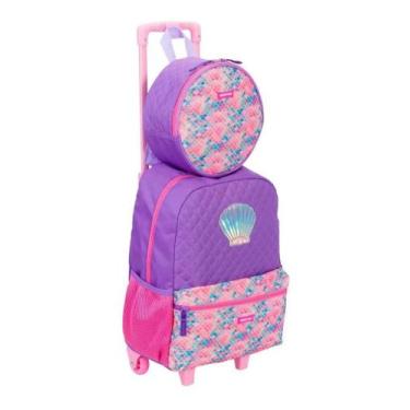 Imagem de Kit Mochila Rodinhas Lancheira Térmica Infantil Escolar Menina Plus Pe