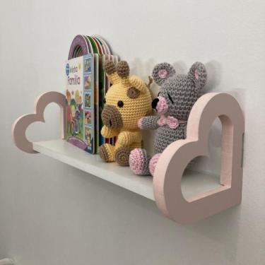 Imagem de Prateleira coração colorida quarto decoração infantil 60cm - Souvenir 