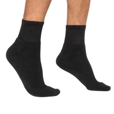 Imagem de Kit 15 Pares Meia Masculina Cano Alto Atoalhada - Lisa sem Estampa, Pr