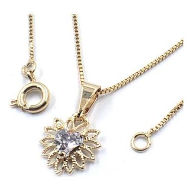 Imagem de Colar Cordão Coração Ponto De Luz Banhado A Ouro 18k - C2Cam