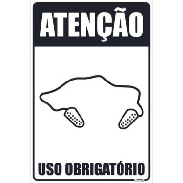 Imagem de Placa de Sinalização Atenção Uso Obrigatório Protetor Auricular Plug -