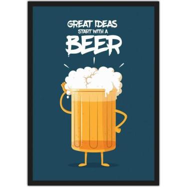 Imagem de Quadro Decorativo Cerveja Bar Grandes Ideias Bebida Gourmet Com Moldur