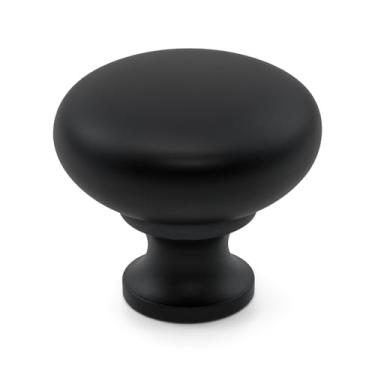 Imagem de HESTIA HARDWARE Pacote com 20 puxadores redondos pretos de cogumelo puxador de gaveta de 3,8 cm de diâmetro (Z1.20.D)
