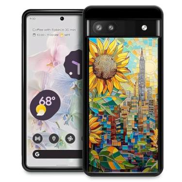 Imagem de CARLOCA Capa para Google Pixel 7A, estampa xadrez multicolorido de cidade de girassol ultra proteção à prova de choque de silicone macio TPU antiderrapante para Google Pixel 7A