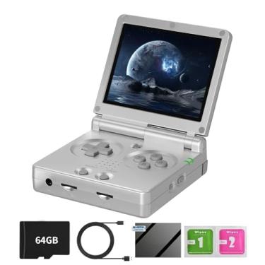 Imagem de RG35XXSP Handheld Clamshell Games Consoles Built-in 64G TF Card 5000+ Games Portable Style Flip Hand Held Game Video Consoles Linux System with Case (Silver)
