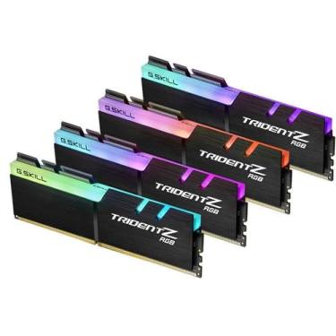Imagem de G.SKILL F4-3200C16Q-32GTZR Trident Z RGB Series 32 GB (8 GB x 4) DDR4 3200 MHz PC4-25600 CL16 Kit de memória de canal duplo - Preto com barra de luz LED RGB de comprimento total