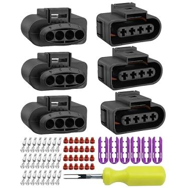 Imagem de Kit de reparo de conector de bobina de ignição com plugue de arnês e ferramenta de ocupação de espaço de 0,3 cm compatível com AUDI VW SKODA SEAT Replace 4B0973724 4B0 973 724, 6 peças