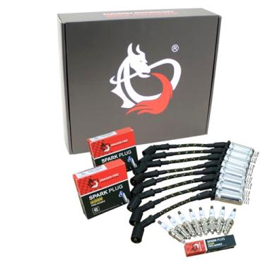 Imagem de AIP Electronics Dragon FIRE Performance Power Pack Velas de ignição irídio e fios de vela de ignição de baixo ohm compatíveis com Buick Chevrolet GMC Cadillac Pontiac Hummer LS V8 Kit de ajuste OEM