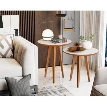Imagem de Conjunto Mesa Lateral Tesla 60 Cm Altura Merito Off/freijo - Village M