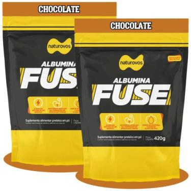 Imagem de Kit 2x Albumina Fuse 420g Proteína Naturovos - Sabor Chocolate