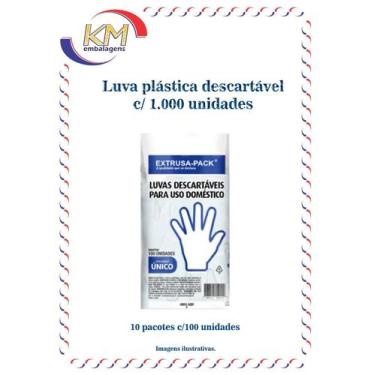 Imagem de Luva plástica descartável c/ 1.000 unidades (7875) - Extrusa