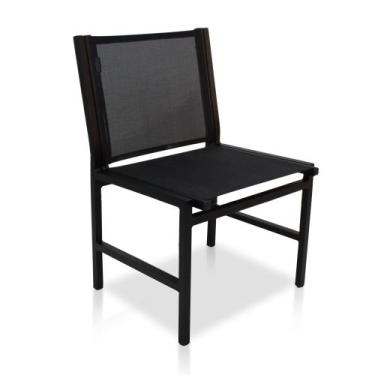 Imagem de Cadeira de Alumínio Sem Braço com Tela Sling - Preto - Móveis Com Valo