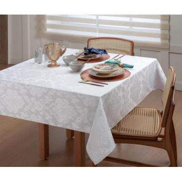 Imagem de Toalha Para Mesa 4 Cadeiras 1,50m Modelo Jacquard Branco Preço Baixo -