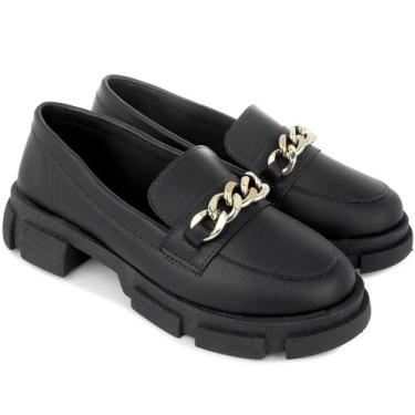 Imagem de Mocassim Feminino Tratorado Confortável Oxford com Corrente - Olzzy Ca