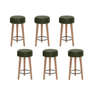 Imagem de Kit 6 Bancos Banqueta Paris material sintético Mesa Gourmet Pés Madeir