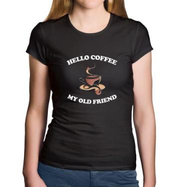 Imagem de Baby Look Algodão Hello coffee my old friend - Foca na Moda, Preto, GG