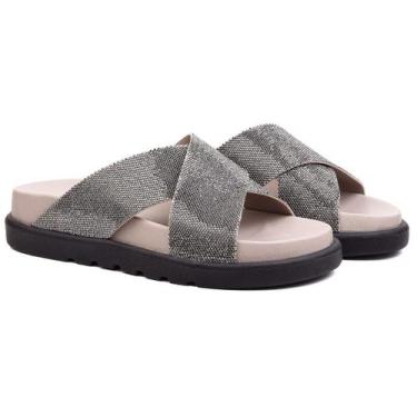 Imagem de Sandália papete feminina brilhoflat luiza - LilaBlu, Cinza claro, 36